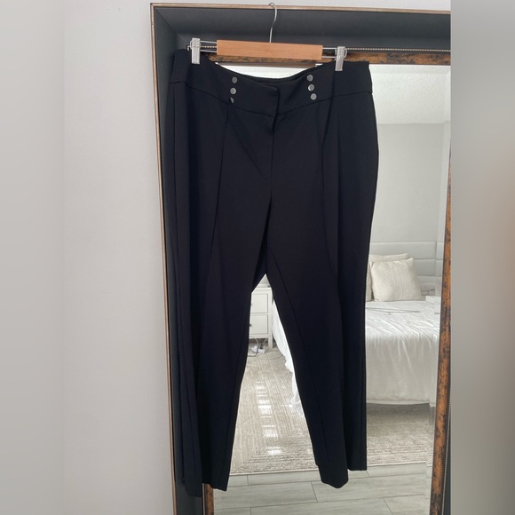 Kasper Black Ankle Pants with Button Detail - Picture 2 of 4